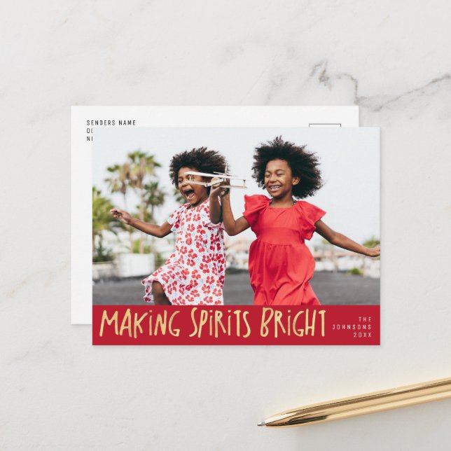 tarjeta postal de feliz navidad con espíritus bril (Anverso/Reverso In Situ)