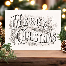 Tarjeta Postal de Feliz Navidad con Tipografía Ret