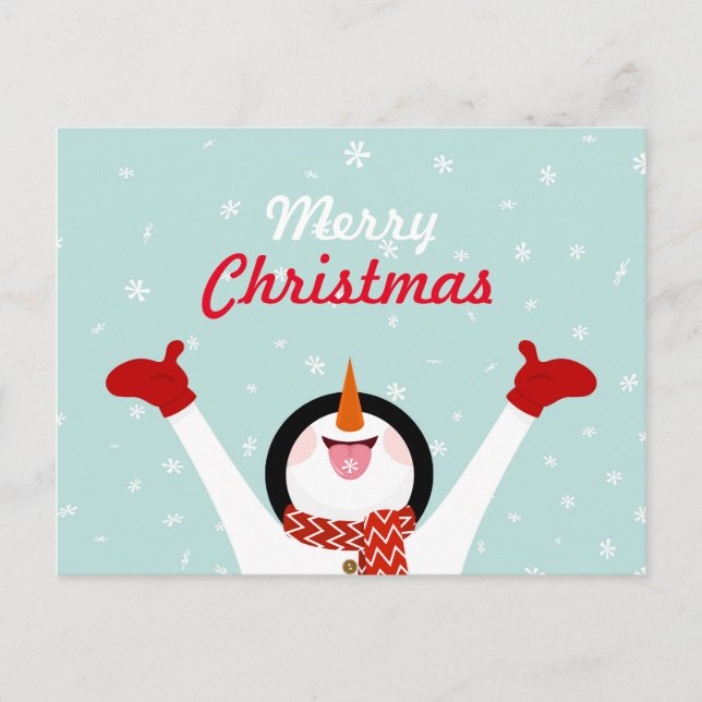 Tarjeta postal de Feliz Navidad para Snowman (Anverso)