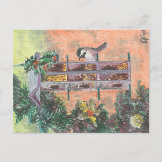 Tarjeta postal de feriado de Birdie de alimentació (Anverso)