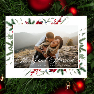 Tarjeta postal de feriado para Navidades casados y