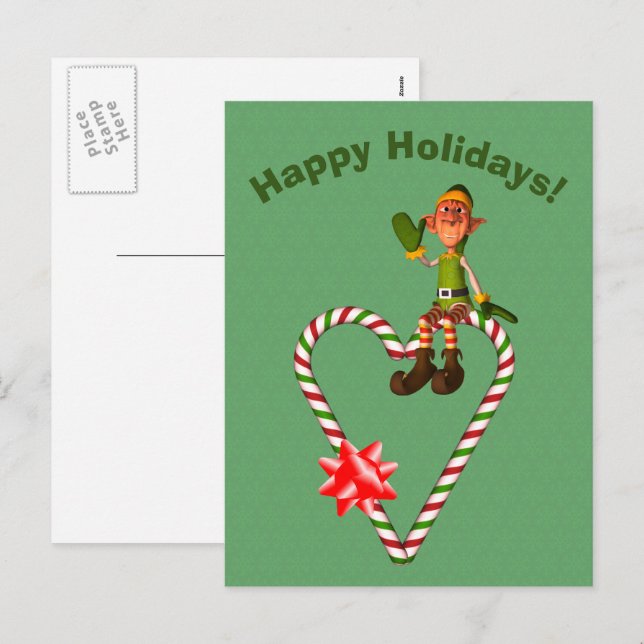 Tarjeta postal de feriado para Navidades del coraz (Anverso / Reverso)