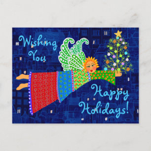 Tarjeta postal de feriado personalizada Angel Chri