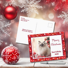 Tarjeta postal de festividad roja y blanca