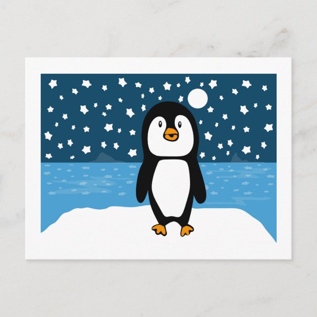 Tarjeta postal de festividad Starry Penguin (Anverso)