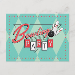 Tarjeta Postal de Fiesta de Bolos con Logo Retro
