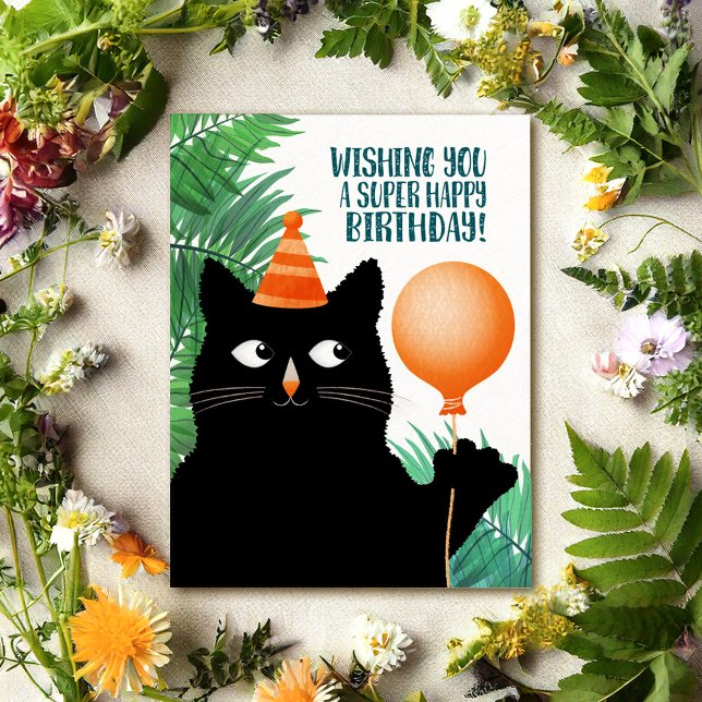 Tarjeta postal de fiesta de cumpleaños con gato ne (Subido por el creador)