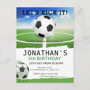 Tarjeta postal de fiesta de cumpleaños de fútbol p