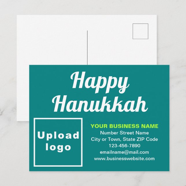 Tarjeta Postal de Fiesta de Hanukkah Verde Turques (Anverso / Reverso)