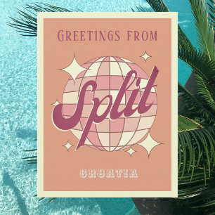 Tarjeta postal de fiesta retro vintage de Split Cr