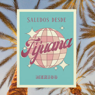 Tarjeta postal de fiesta retro vintage de Tijuana