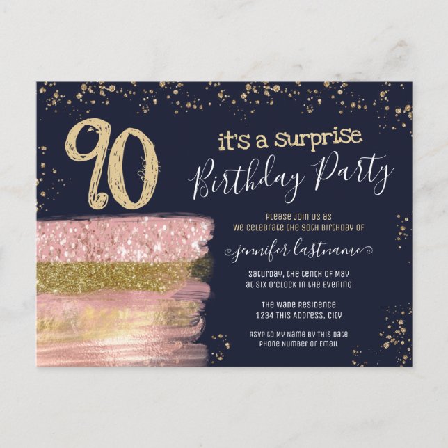 Tarjeta postal de fiesta sorpresa de pastel brilla (Anverso)