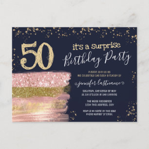Tarjeta postal de fiesta sorpresa de pastel de cum