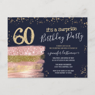 Tarjeta postal de fiesta sorpresa de pastel de cum