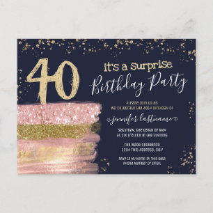 Tarjeta postal de fiesta sorpresa de pastel de gli