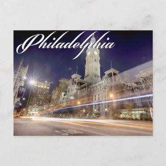 Tarjeta postal de Filadelfia "Ayuntamiento de noch