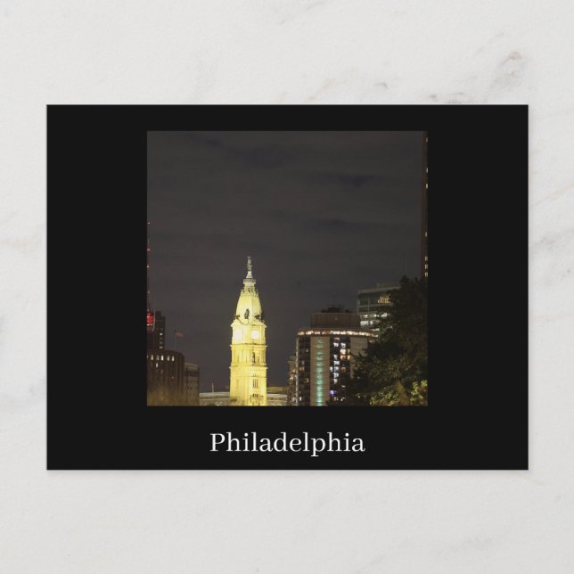 Tarjeta postal de Filadelfia de noche (Anverso)