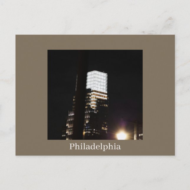 Tarjeta postal de Filadelfia de noche (Anverso)