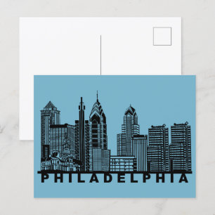 Tarjeta postal de Filadelfia: Silueta icónica del 