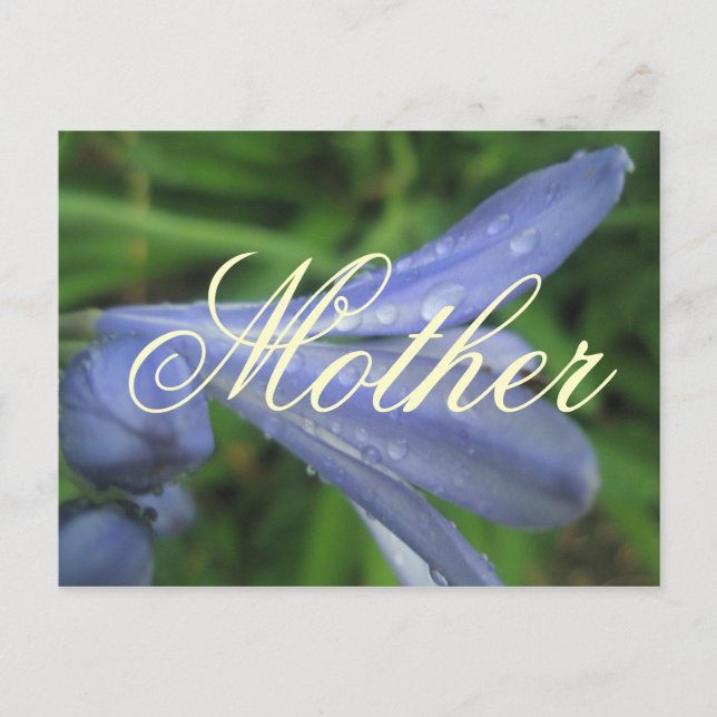 Tarjeta postal de flor azul elegante de madre (Anverso)