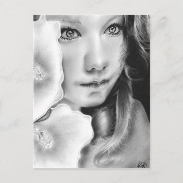 Tarjeta postal de flor Chica Angel Eyes (Anverso)