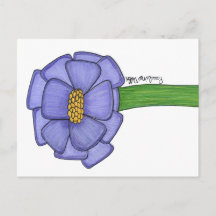 Tarjeta postal de flor cuadrada púrpura