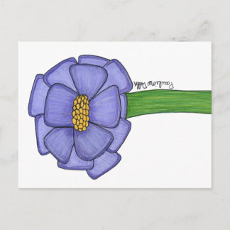Tarjeta postal de flor cuadrada púrpura