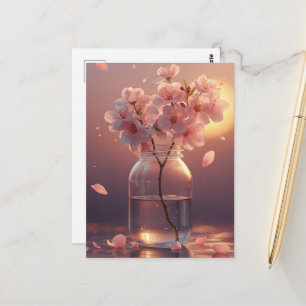 Tarjeta Postal de Flor de Cerezo - Sakur Dibujada 