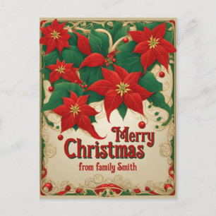 Tarjeta postal de flor de Navidad poinsettia perso