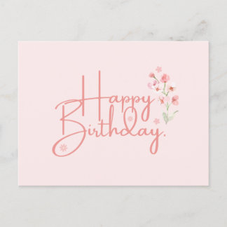 Tarjeta postal de flor rosa de cumpleaños