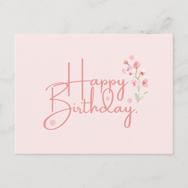 Tarjeta postal de flor rosa de cumpleaños (Anverso)