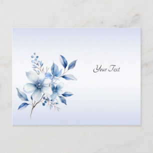 Tarjeta postal de flores azules botánicas