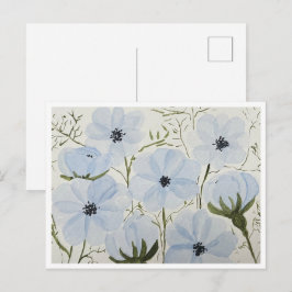 Tarjeta postal de flores azules ondeando