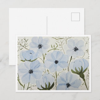 Tarjeta postal de flores azules ondeando