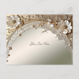 Tarjeta Postal de Flores Blancas Modernas Perlas
