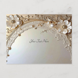 Tarjeta Postal de Flores Blancas Modernas Perlas
