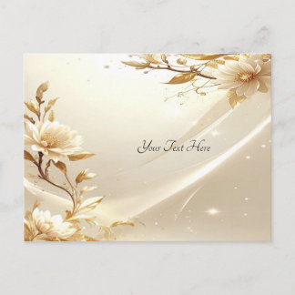 Tarjeta Postal de Flores Blancas y Doradas
