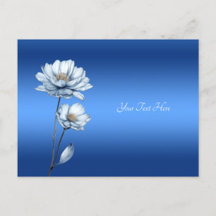 Tarjeta postal de flores de acuarela azules