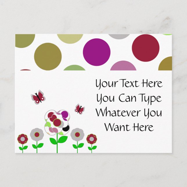 Tarjeta postal de flores de lunares lindos (Anverso)