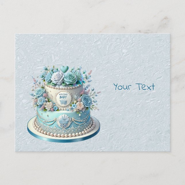 Tarjeta postal de flores de pastel azul (Anverso)