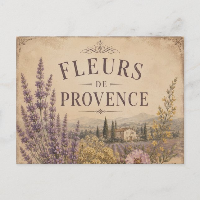 tarjeta postal de flores de provenza (Anverso)