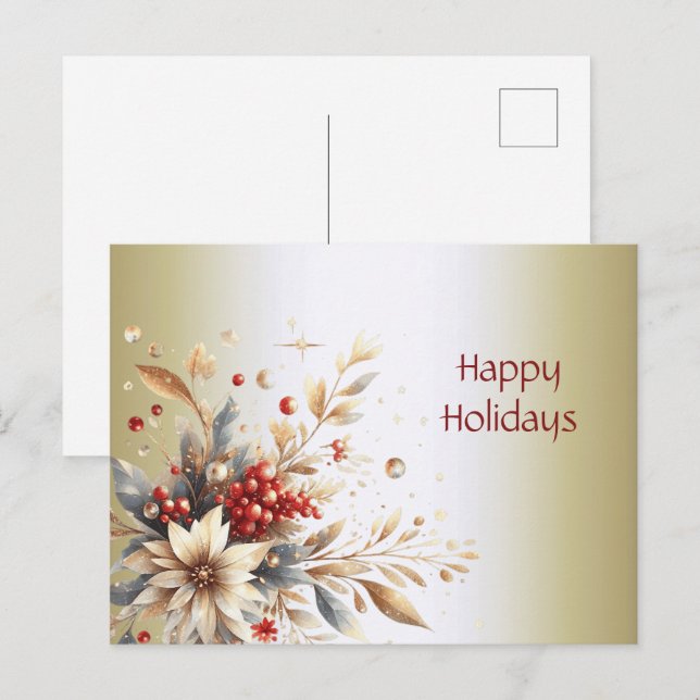 Tarjeta Postal de Flores de Vacaciones Modernas (Anverso / Reverso)