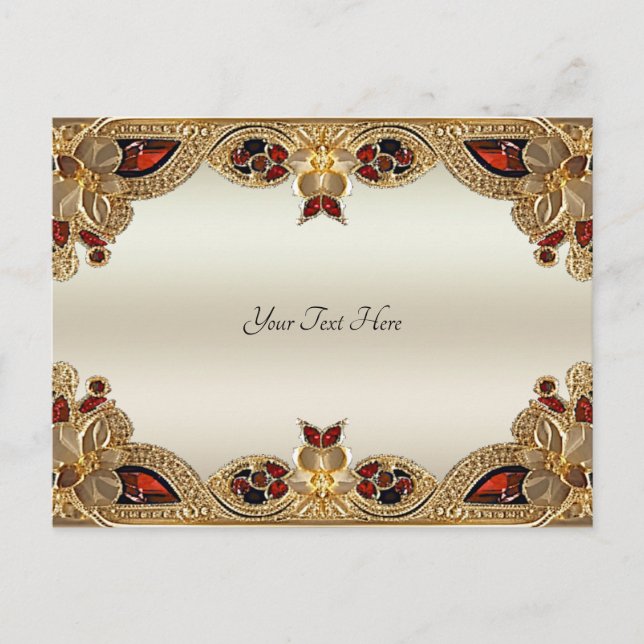 Tarjeta Postal De Flores Doradas Con Piedra Precio (Anverso)