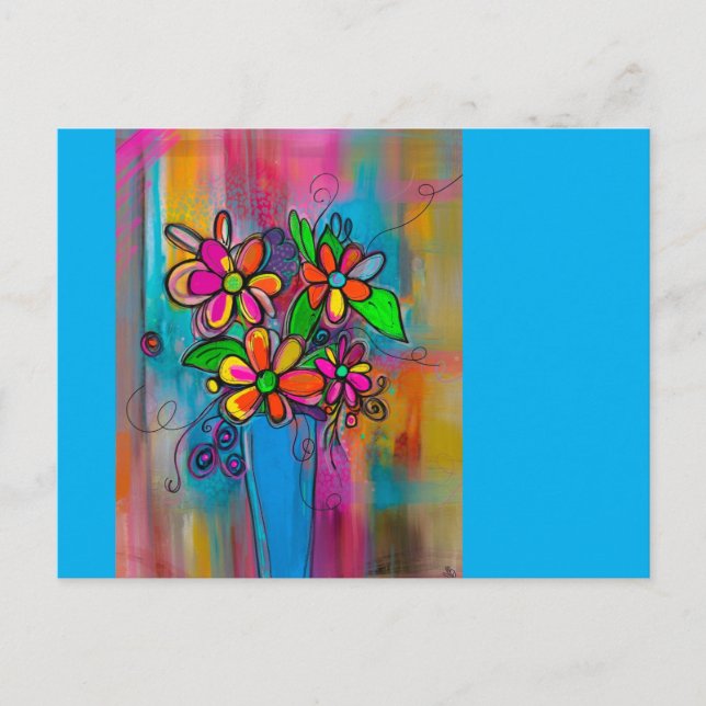 Tarjeta postal de flores funky (Anverso)