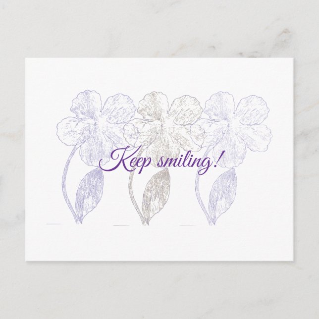 Tarjeta postal de flores minimalistas dibujadas a  (Anverso)