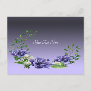 Tarjeta Postal de Flores Purpúreas al Acuarela