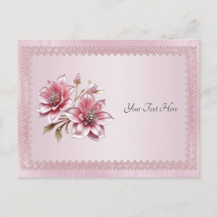 Tarjeta Postal de Flores Rosadas Modernas