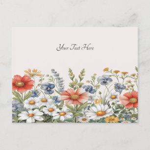 Tarjeta Postal de Flores Silvestres Coloridas