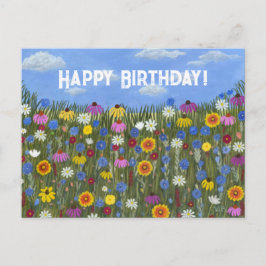 Tarjeta postal de flores silvestres con margaritas