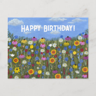 Tarjeta postal de flores silvestres con margaritas